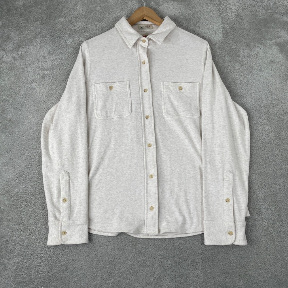 Faherty Legend Shirt Mens Large Off White Knit Flannel Stretch Comfort Soft